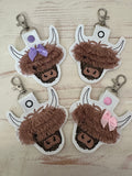 Highland Cow Embroidered Keychains