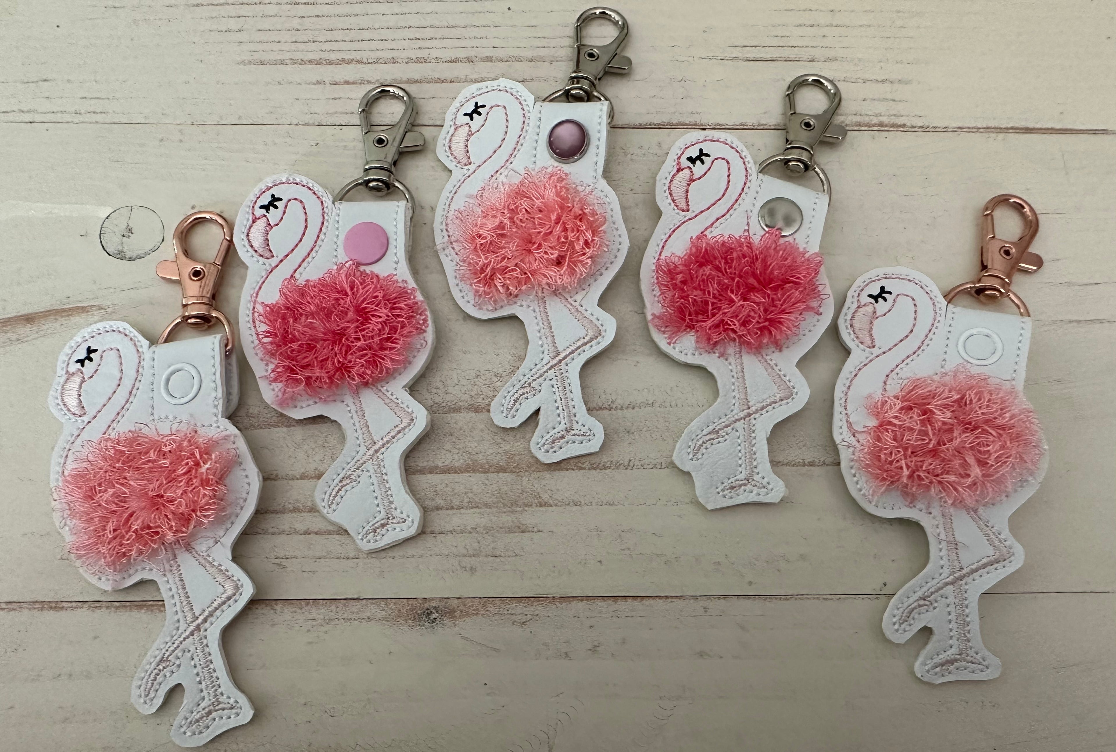 Flamingo Embroidered Keychain
