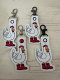 Chicken with Rubber Boot Keychain