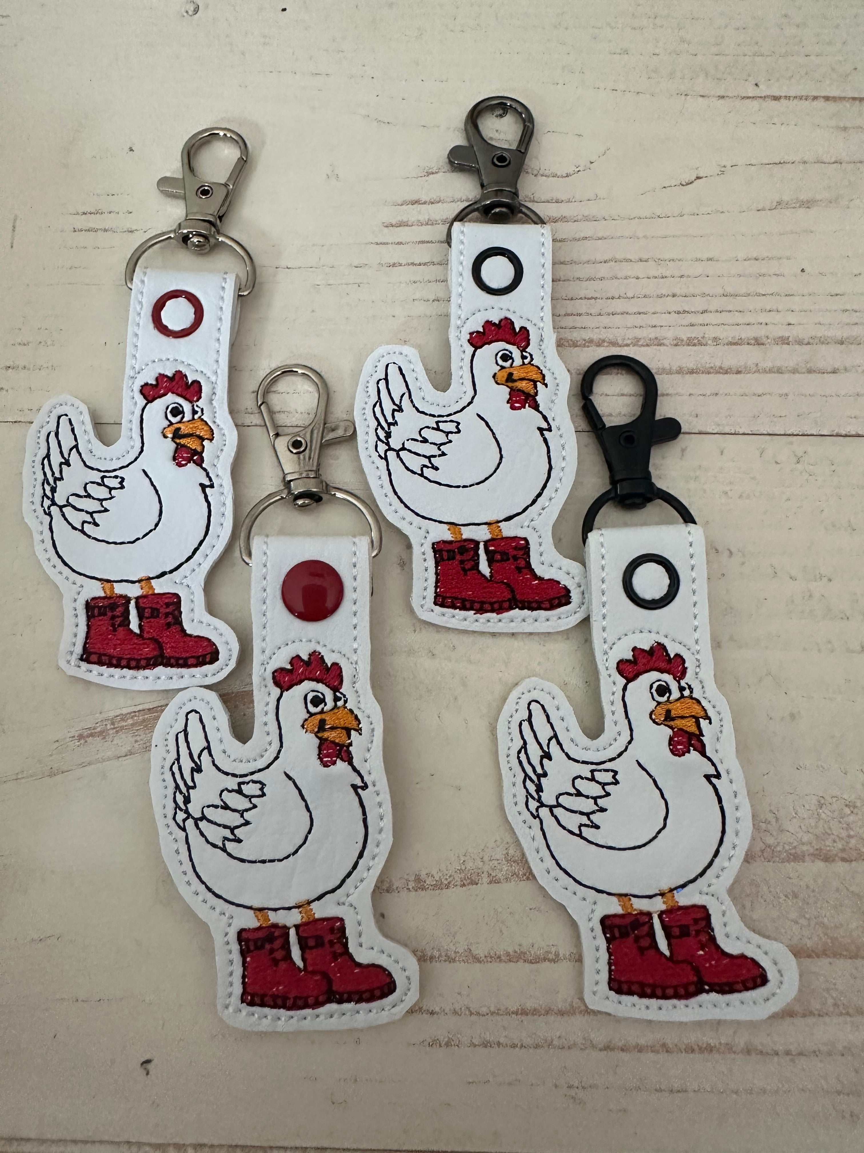 Chicken with Rubber Boot Keychain