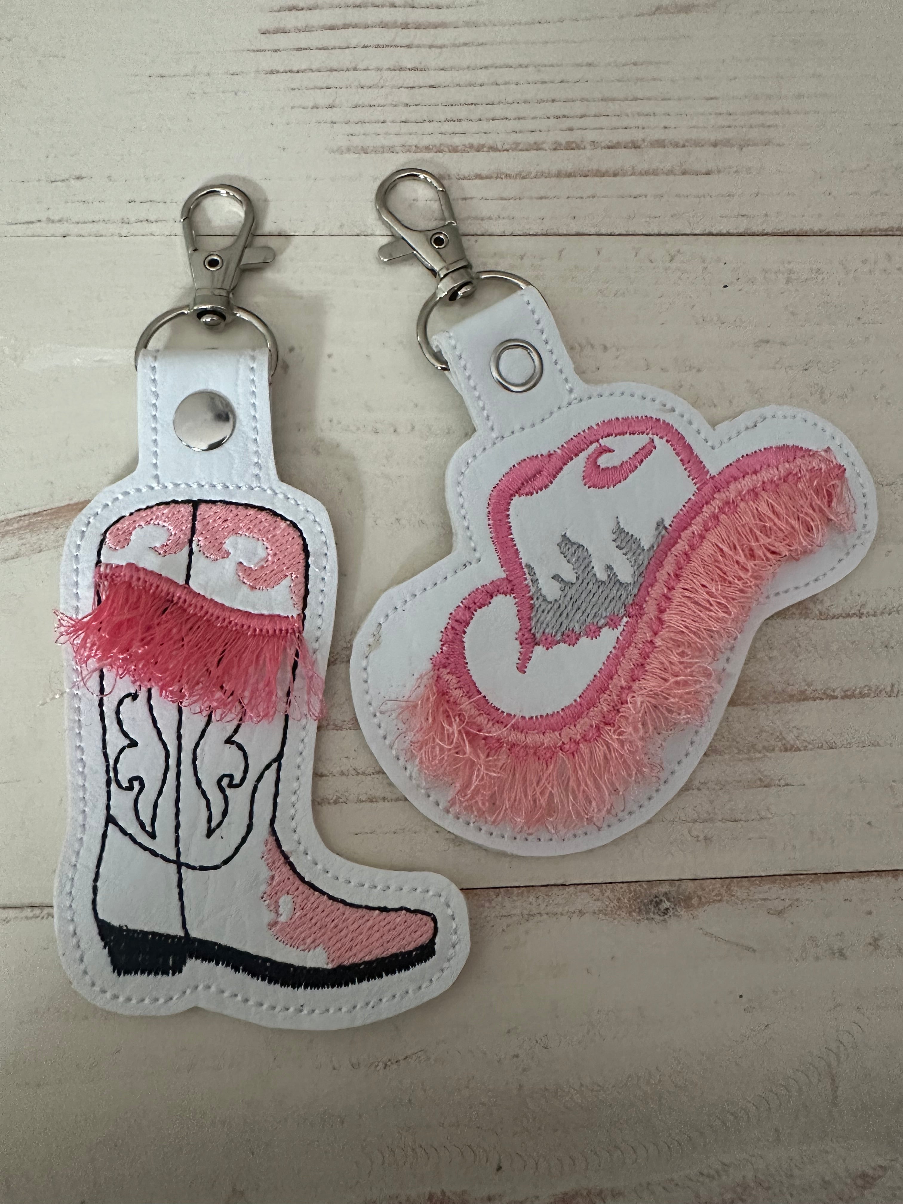 Cowgirl Boot and Hat Keychain and Bag Charm