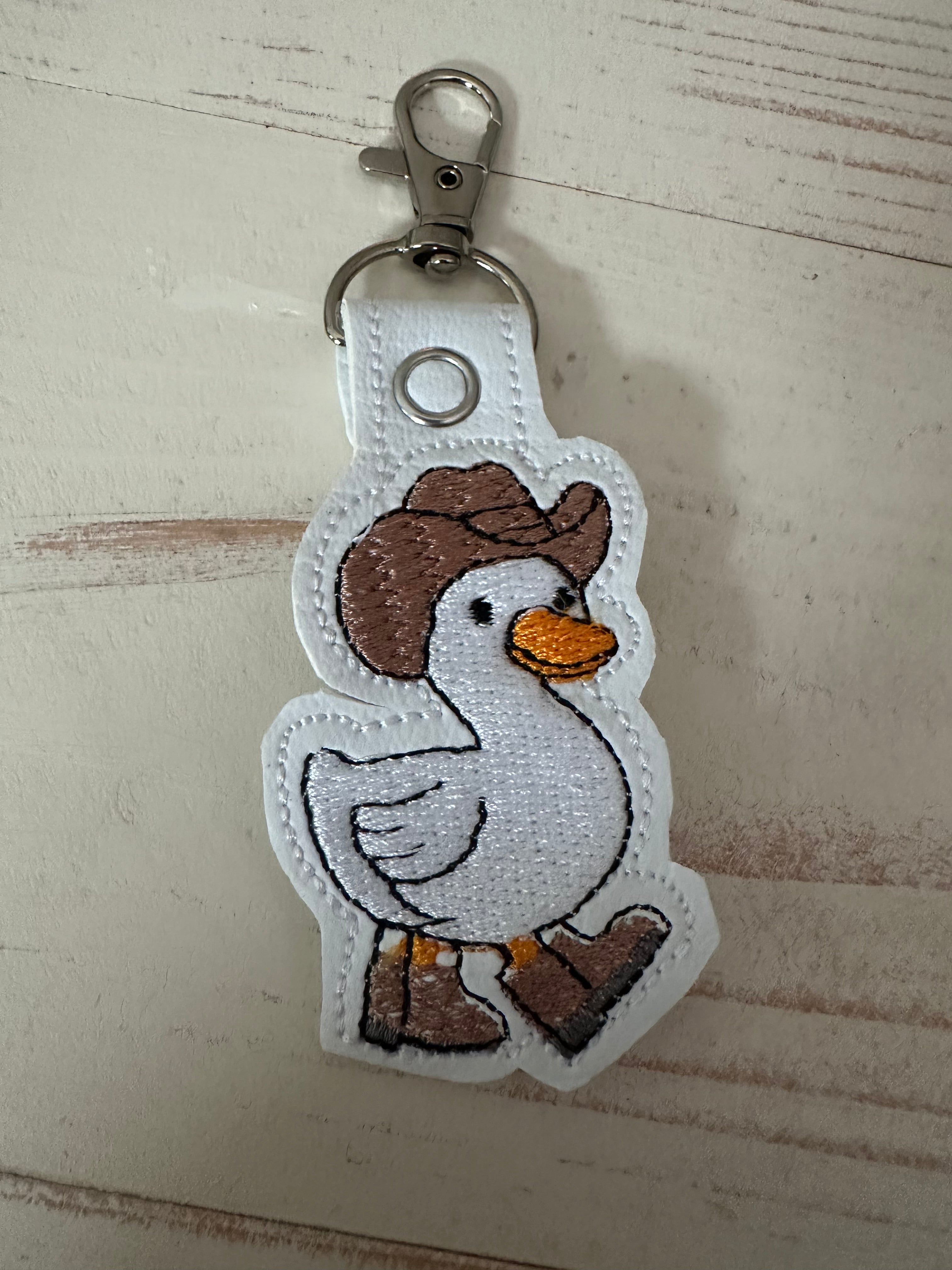 Cowboy Duck Embroidered Keychain